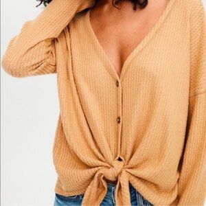 AE Plush Waffle Knot Top